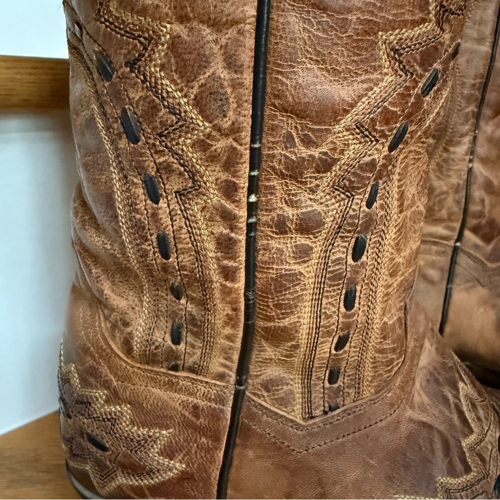 Dan Post Brown 6½ M Leather Made In Mexico Cowboy Western Festival Rodeo Boots - Picture 10 of 14